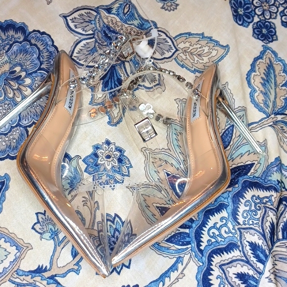 Steve Madden Vary Pointed Toe Heels Pumps Clear PVC Rhinestone  SZ 11 New - Picture 8 of 13